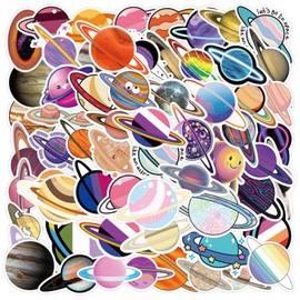 Cool Planet Space Stickers for Adults, 60PCS Universe Funimost Vinyl Waterproof Stickers for Water Bottles Laptop Scrapbook Journal, Galaxy Decals, Party Supplies