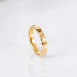 TRUMIUM 4mm Tungsten Rings for Women Men Wedding Bands Gold Plated Beveled Edges Domed High Polished Comfort Fit Size 5