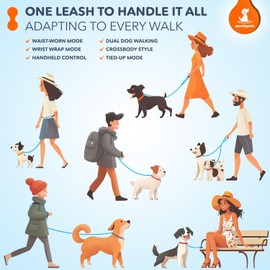 SparklyPets - Bungee Rope Handsfree Leash for 1 Dog - Demovable Slip Lead - Waist or Hip Belt Leash for Dog Walking, Running, Carnicross - Medium & Large Breeds