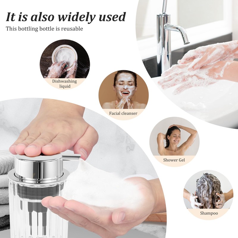 Foaming Soap Dispenser, Foam Hand Soap Dispenser with Silver Pump,