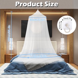 Moskitonetz Bett für Doppelbett Einzelbett Moskitonetz Bett Baldachin 250x1100x60cm Moskitonetz Outdoor mit Häkchen Großes Moskitonetz für Zuhause Reise Outdoor(Weiß)