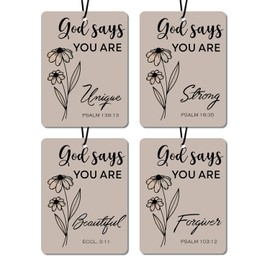 Nihilform Christian Inspirational Car Air Fresheners - 'God Says You Are' Bible Verse Designs, 4- Pack Ideal Decor & Gift for Faith - Based Encouragement, for Car, Closet & Home
