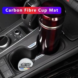 Mugen 2Pcs Mugen Silver Carbon Fiber Car Cup Holder Pad Water Cup Slot Non-Slip Mat