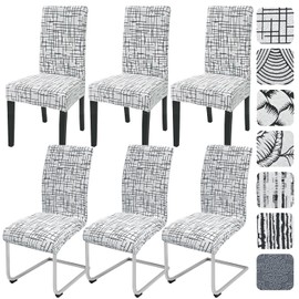 Alishomtll Stretch Chair Covers, Set of 6, Jacquard Chair Covers for Swing Chairs, Universal Dining Room Chairs Cover, Washable, Removable Chairs, Protection for Kitchen, Banquet, Wedding, Party (Line