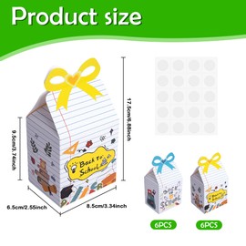 12 PCS Back to School Party Gift Boxes - Square First Day of School Candy Box with Bow - Treat Boxes for Classroom Party Favor Supplies