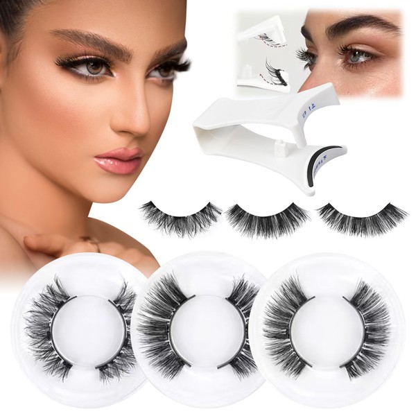 3 Pair Magnetic Eyelashes with Applicator, Reusable False Lashes with