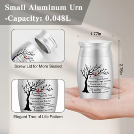 SOITIS Urns for Human Ashes 2.76 Inches Aluminum Small Urns for Human Ashes Keepsake, Mini Urn for Human Ashes Memorial Cremation Urns for Human Ashes-Tree of Life Funeral Keepsake Urn