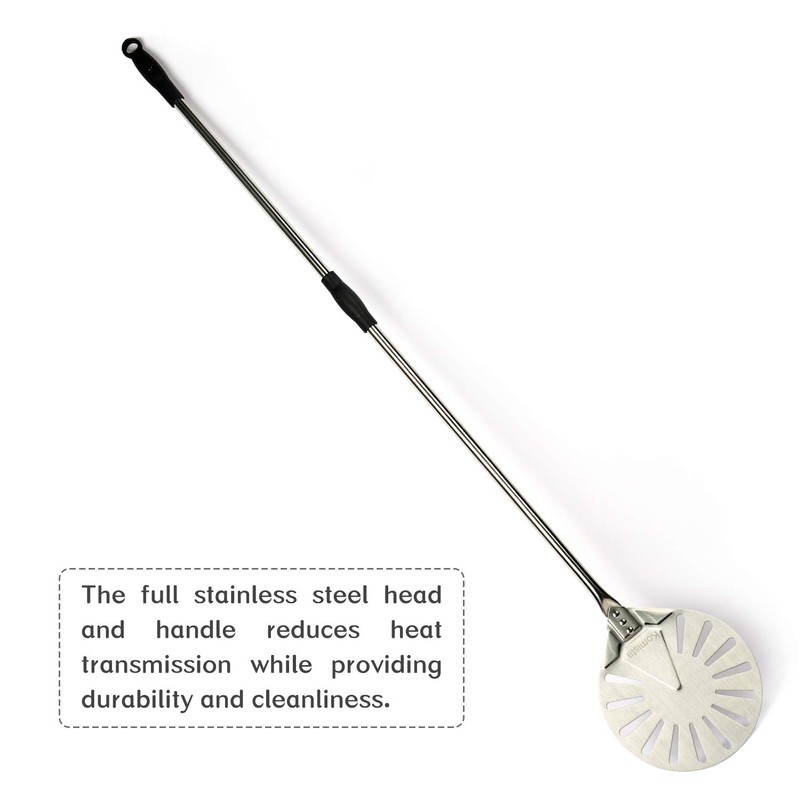 Komista Turning Pizza Peel for Brick Oven,9" Stainless Steel Small