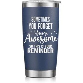 Gifts for Men Husband, Sometimes You Forget You're Awesome Coffee Tumbler, Inspirational Birthday & Holiday Present for Dad Father Men Boss Husband Boyfriend Best Friend Som - Navy Blue 20oz