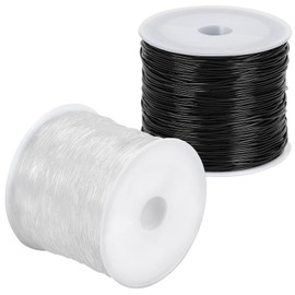 Tenn Well Stretchy Elastic String, 0.8mm X 100m Elastic String for Bracelet Necklaces Jewelry Making, Beading, Knotting, Binding, Wrapping And Crafts (Black, White)