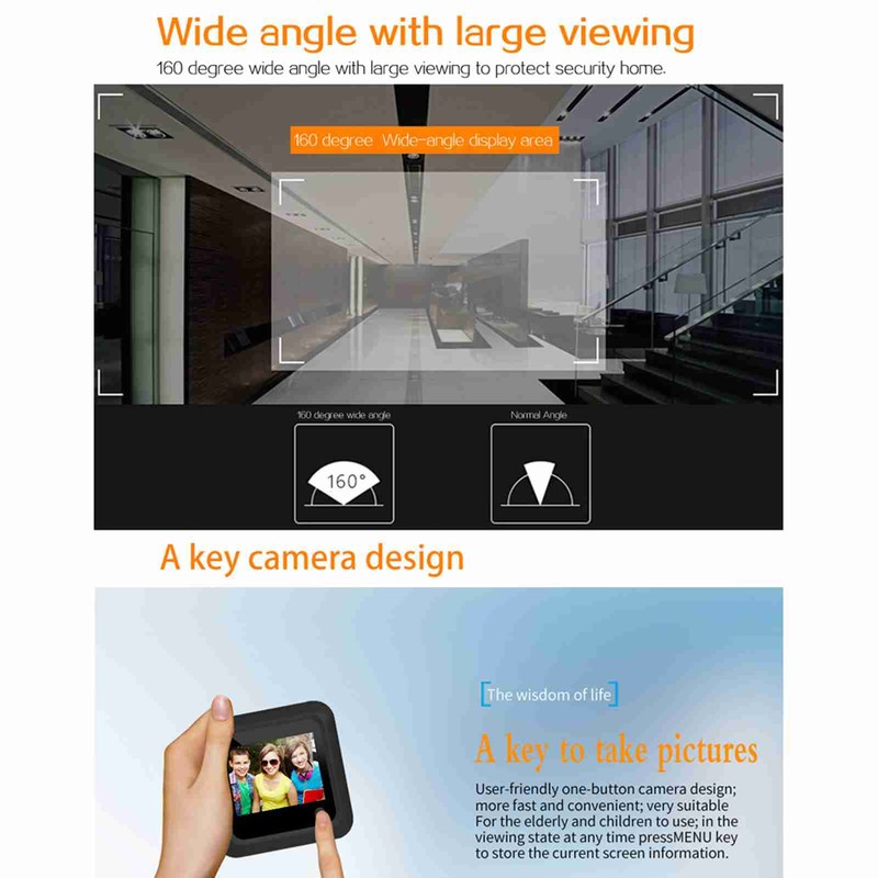2.4 Inch Video Doorbell 145 Degree Peephole Viewer Video Eye