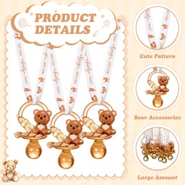 Coume 60 Pcs Baby Shower Pacifiers Necklace Bear Bottle Acrylic Pacifiers Party Favors Acrylic Charm Necklace for Guest Baby Shower Gifts Table Scatter Decorations
