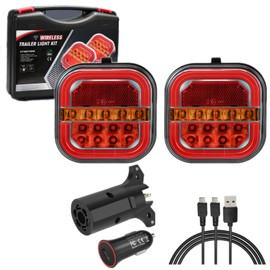 Wireless Trailer Lights for Towing, Rechargeable LED Tail Light Kit for Tow Truck, Magnetic /Screw Fixed, Waterproof for Boat Utility RV Camper Jet Ski Caravan (4 Way Connector)