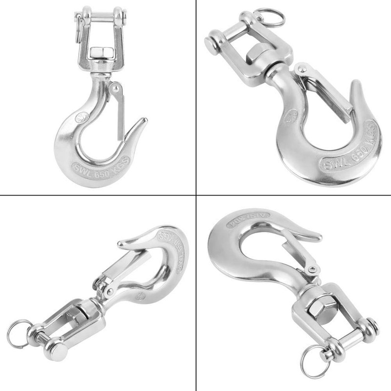 Hilitand 304 Stainless Steel Rotating Lifting Hook Latch Rigging Accessory