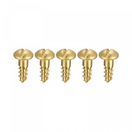 sourcing map Wood Screws M3.5 x 12mm Slotted Round Head Brass Self-Tapping Screw 50 Pcs