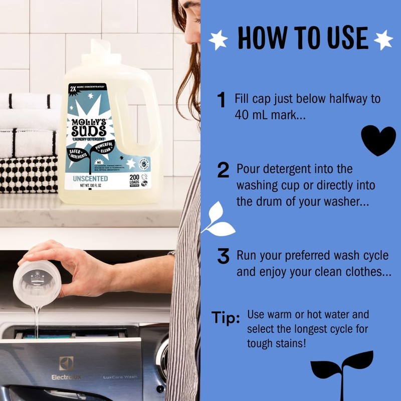 Molly's Suds Liquid Laundry Detergent | Natural Laundry Detergent Soap