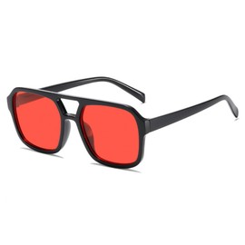 IKUVNA Retro 70s Square Aviator Sunglasses Women Men Vintage Rectangle Sunglasses Flat Frame Trendy Shades (Red)