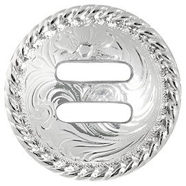 Pack of 5 Slotted Conchos Leathercraft Saddle Headstall Art Biker Tack Rope Edge Slot Concho - Bright Silver