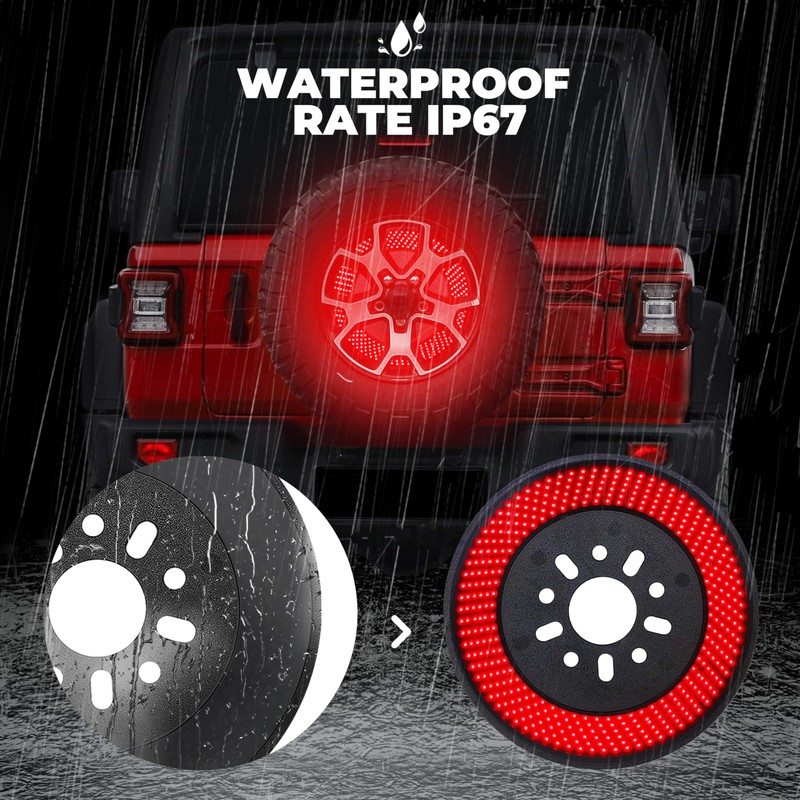 Auto Buero 6-Side Spare Tire Brake Light Compatible with Jeep