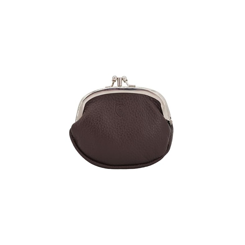 GERMANUS Barbara Women's Leather Purse with Clasp, brown, Classic