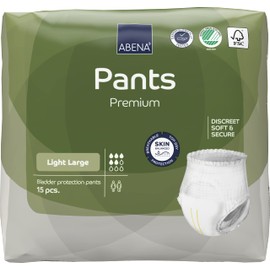 Abena Incontinence Pants Light, Eco-Friendly Incontinence Pants for Men & Women, Comfortable, Protective & Discreet, Fast Absorption, Sustainable Incontinence Pads - L0, 900ml, 40-56" Waist, 15PK
