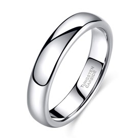 Zakk 2mm 4mm 6mm 8mm Tungsten Rings for Women Men Silver Plain Dome Polished Engagement Promise Wedding Band (4mm,Size M 1/2)
