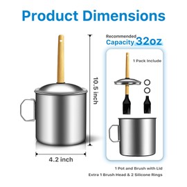 Matchwaves Basting Brush Set with Sauce Pot for Grilling, Large Grill Prep Pot and Long Adjustable Wooden Brush