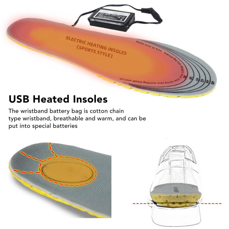 Heated Insoles USB Rechargeable Eletric Foot Warmer for Outdoor Hunting