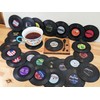 Retro Vinyl Record Funny Pun Title Coaster Set with wood