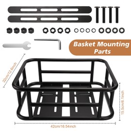 Rear Bike Basket with Liner,Waterproof Cover,Cargo Net Large Metal Bike Basket Rear, Suitable for Mounting on The Back Seat to Carry Cargo or Pets for Bicycle Baskets for Adult Bikes,Electric Bike