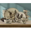 Pfaltzgraff Homespun Rooster 16-Piece Dinnerware Set, Service for 4 Brown