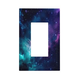 ukutarly Space Galaxy 1 Gang Single Rocker Light Switch Cover Blue Night Starry Sky Stars Universe Decorative Electrical Faceplate Vintage Lightswitch Wall Plate for Kitchen Bedroom Bathroom
