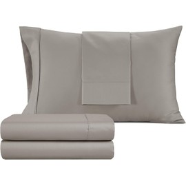 IZOD Sateen Silky 4Pc King Size Bed Sheet Set, Deep Pockets - fits Upto 17", Smooth & Buttery Feel Sheet Set, Long-Staple Soft Combed 100% Cotton Bed Sheet, Hotel Luxury Bedding - Taupe