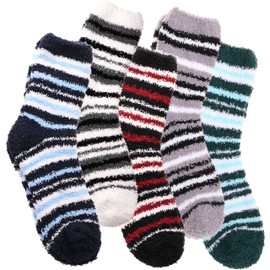 EBMORE Womens Fuzzy Socks Fleece Fluffy Cabin Plush Warm Sleep Soft Cozy Winter Adult Stocking Stuffers Christmas Valentines Mothers Day Gifts for Mom Her Slipper Socks (Stripe D)