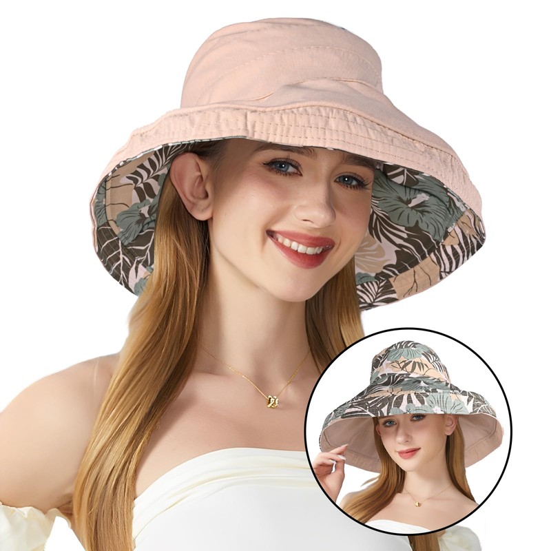 HZHSGLY Reversible Bucket Hats Women, Summer UV Women's Sun Hats,