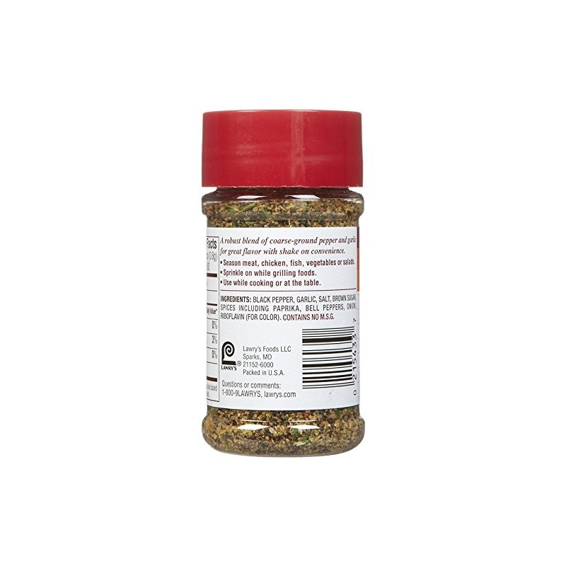 Lawry's Garlic Pepper Coarse Ground Blend, 2.6 oz Shakers, 2
