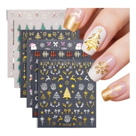 6pcs Nails Stickers Navidad Uñas Tiras De Múltiples Estilos Navidad