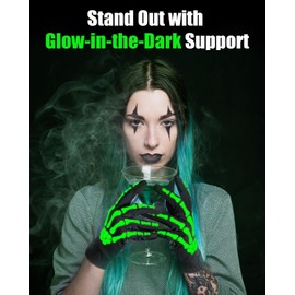 RIGWARL Skeleton Gloves Glow in The Dark, Touchscreen Riding Motorcycle Gloves for Men and Women, Breathable Dirt Bike Glove for Cycling(White, L)