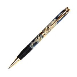 Lanier Pens Comfort Twist Pen with Grip - Brushed Satin - Blue Maple Burl