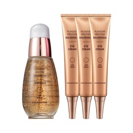 Charmzone 참존 골든실 24k 순금 미백 주름개선 기능성 앰플 30ml 1개 +아이크림 30ml 3개 Chamzone Golden Silk 24k Pure Gold Whitening and Anti-Wrinkle Functional Ampoule 30ml 1 piece + Eye Cream 30ml 3 pieces