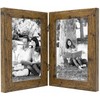 Clay Roberts Double Photo Picture Frame 6 x 4, Brown,