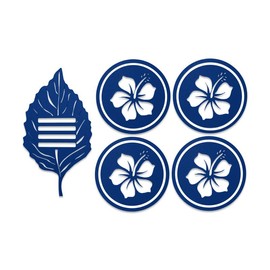 Noble Heritage Hibiscus Drink Coaster Set with Leaf Holder – Made in USA | Premium Recycled Plastic | 4-Piece Set | Fun, Tropical, & Durable for Home & Parties