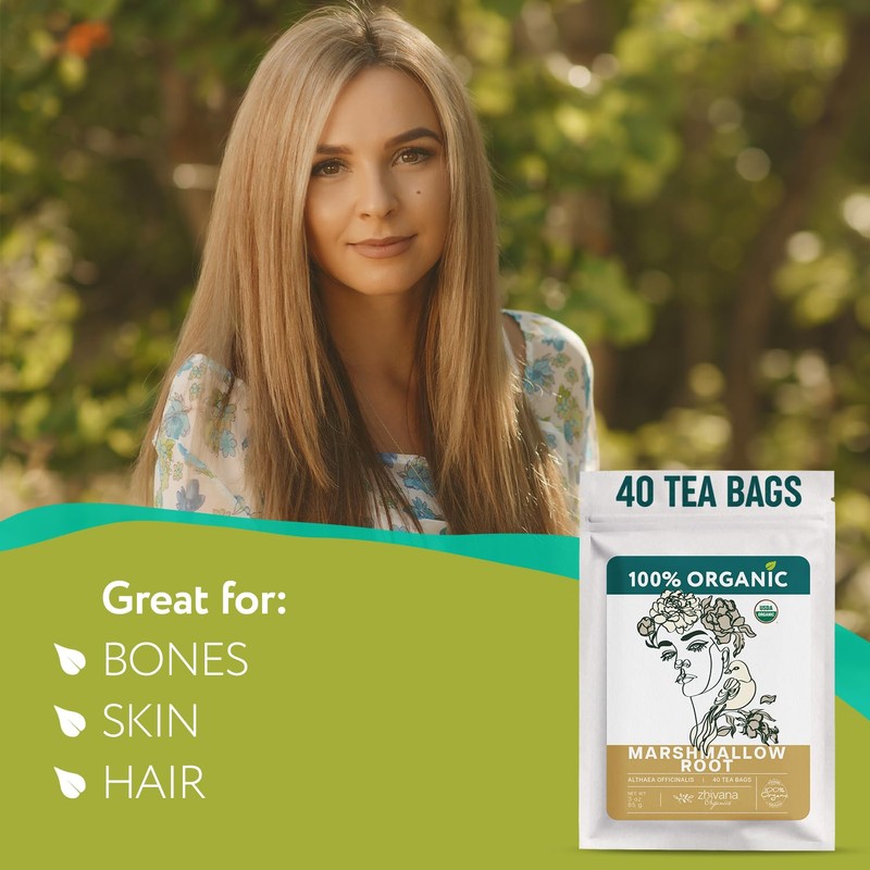Organic Marshmallow Root 40 Tea Bags – Althaea Officinalis Herbal