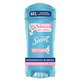 Secret, Antitranspirante Mujer, Gel Invisible, Aroma a Cotton 73g