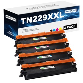 PRINPUSE TN229XXL Toner Cartridge 4 Pack Ultra Yield Compatible for Brother TN229 TN229XL TN-229 for HL-L3220CDW HL-L3280CDW HL-L3295CDW HL-L3300CDW HL-L8245CDW MFC-L3720CDW MFC-L3765CDW MFC-L3780CDW