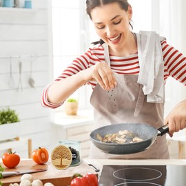 Tree of Life Bamboo Oui Yogurt Jar Lids – 4 Pack | Airtight Replacement Tops for Yoplait Oui Glass Jars | Reusable Bamboo Oui Jar Covers with Silicone Seal | Decorative Oui Yogurt Storage Lids