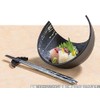 J-kitchens 872463 Serving Plate, Crescent More, Black Tataki White Rung,