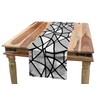 ABAKUHAUS Black and White Table Runner, Thick Thin Lines Tile,