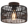 Hchunqjor Coastal Black Woven Flush Mount Light Fixture Rustic Industrial