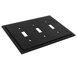 Modern Edge Decorative Wall Plate Switch Plate Outlet Cover, Durable Solid Zinc Alloy (Triple Toggle, Matte Black)